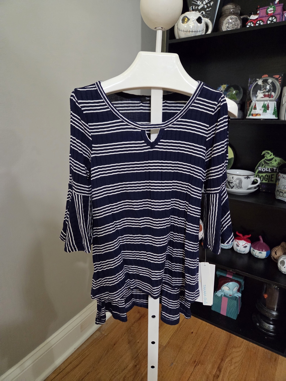 Takara Navy and White Striped Long Sleeve Tee
